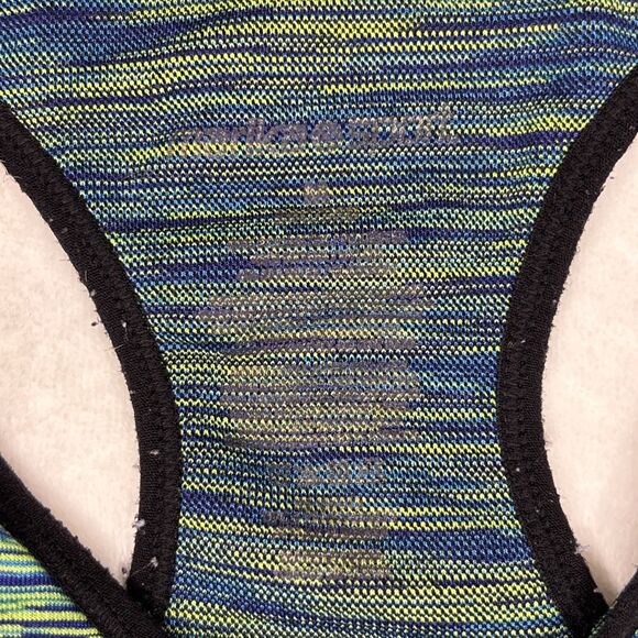 Avia Green Blue Space-Dye Sports Bra Size M Racerback Compression Fit Black Trim - Picture 5 of 5